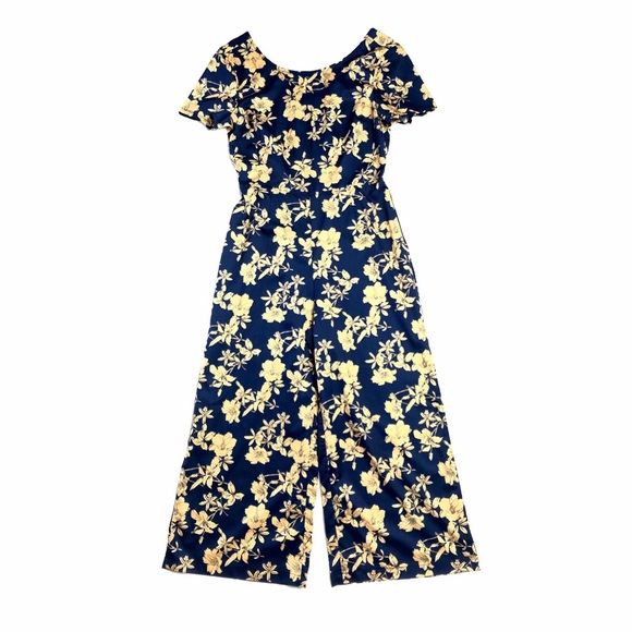 Cutout Calf Length Floral Jumpsuit Overall - Picture 5 of 8